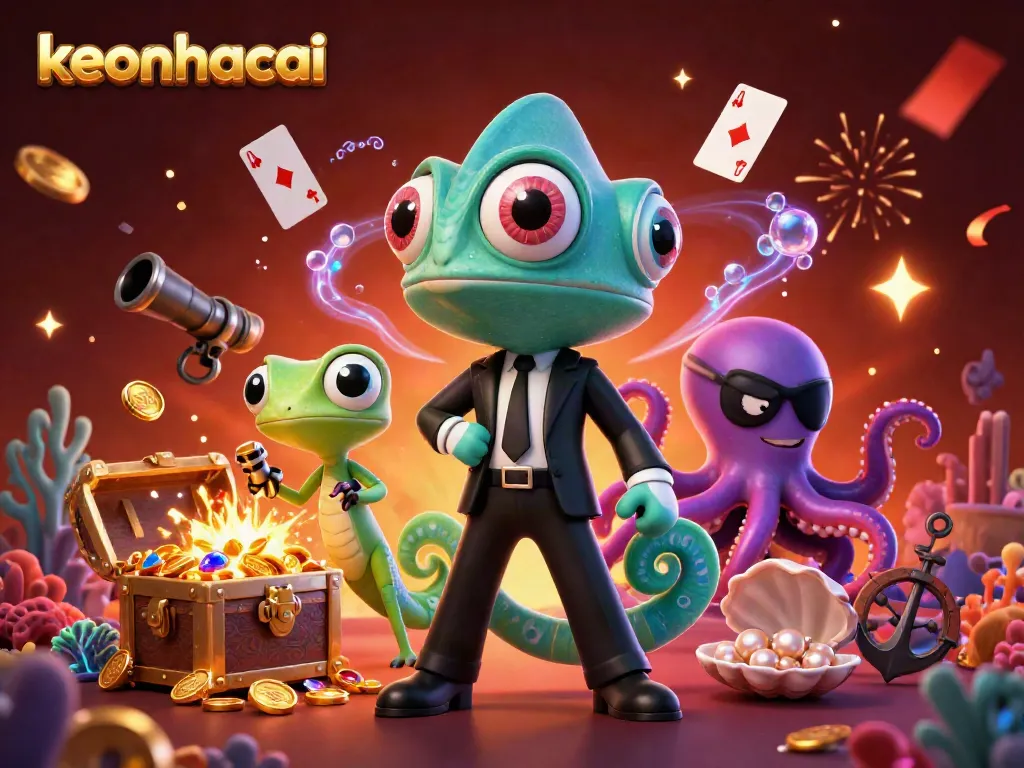 Experience thrilling bets at keonhacai while encountering a clever chameleon, techy gecko, and a villainous octopus!