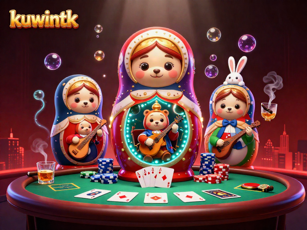 Experience thrilling casino action with kuwintk in a vibrant 3D scene bursting with playful characters and gaming elements.