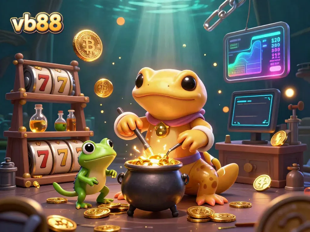 Experience thrilling wins at vb88 with a magical scene featuring slot elements and animated characters.