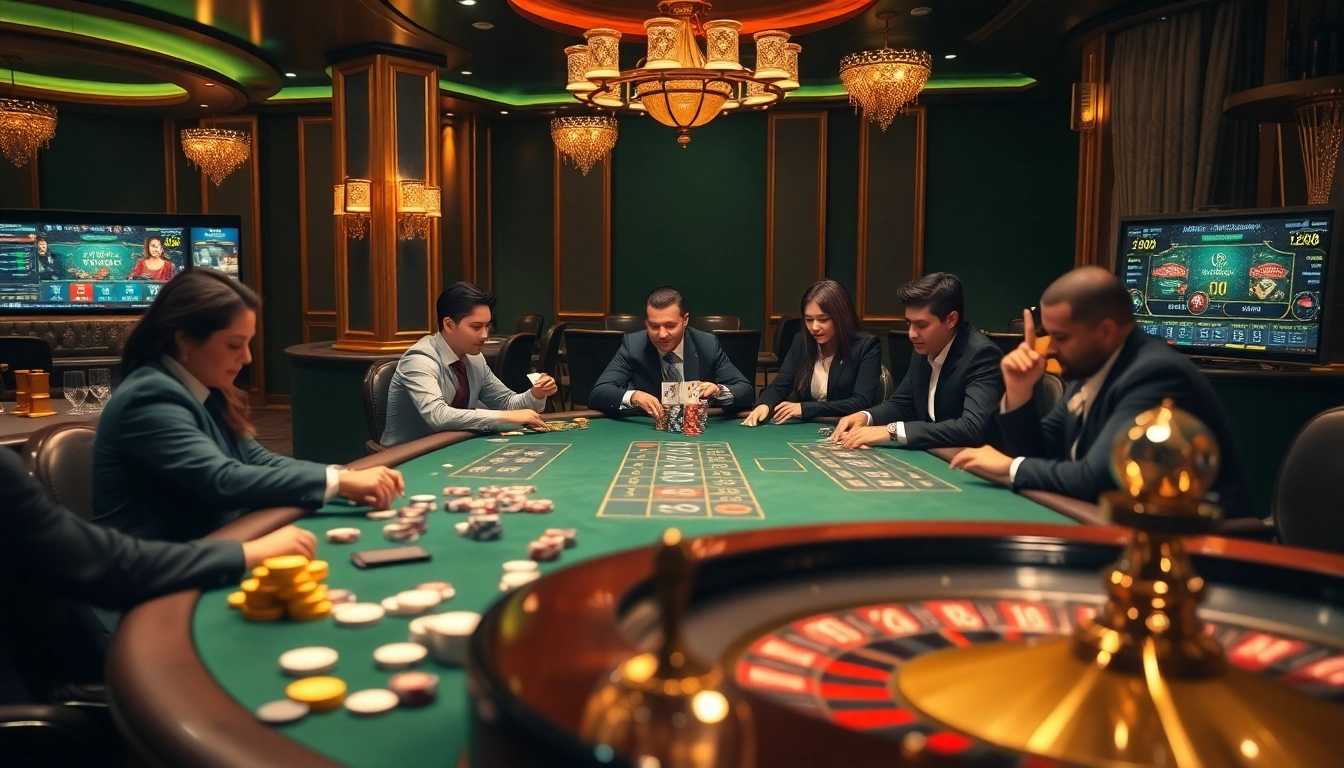Experience the thrill of AE 888 in a luxurious casino setting with vibrant games and excited players.