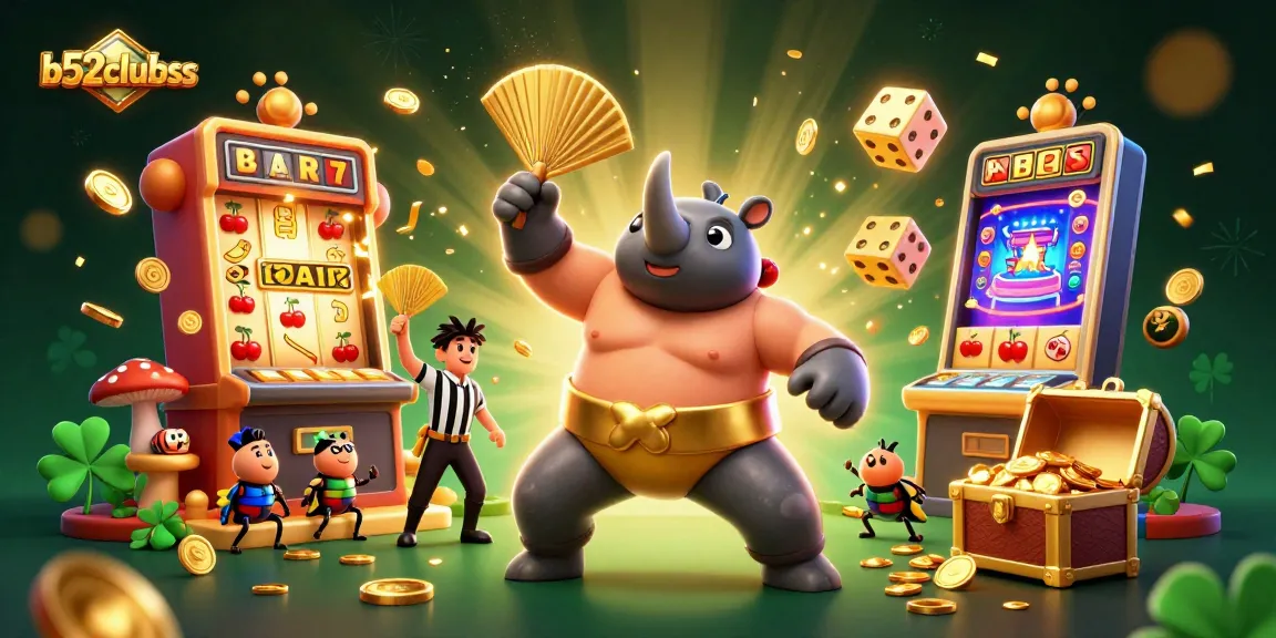 Experience the excitement of b52clubss with a dynamic 3D illustration showcasing thrilling casino gameplay.