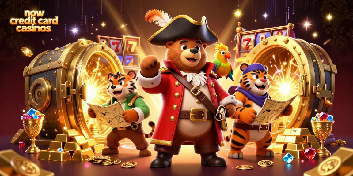 Engage in new credit card casinos with a vibrant 3D scene featuring a rich pirate adventure theme, filled with treasures and dynamic gaming elements.
