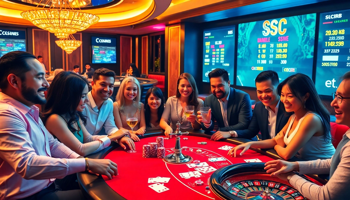 Players enjoying an exciting game at the SC 88 casino table, showcasing luxury and enthusiasm.