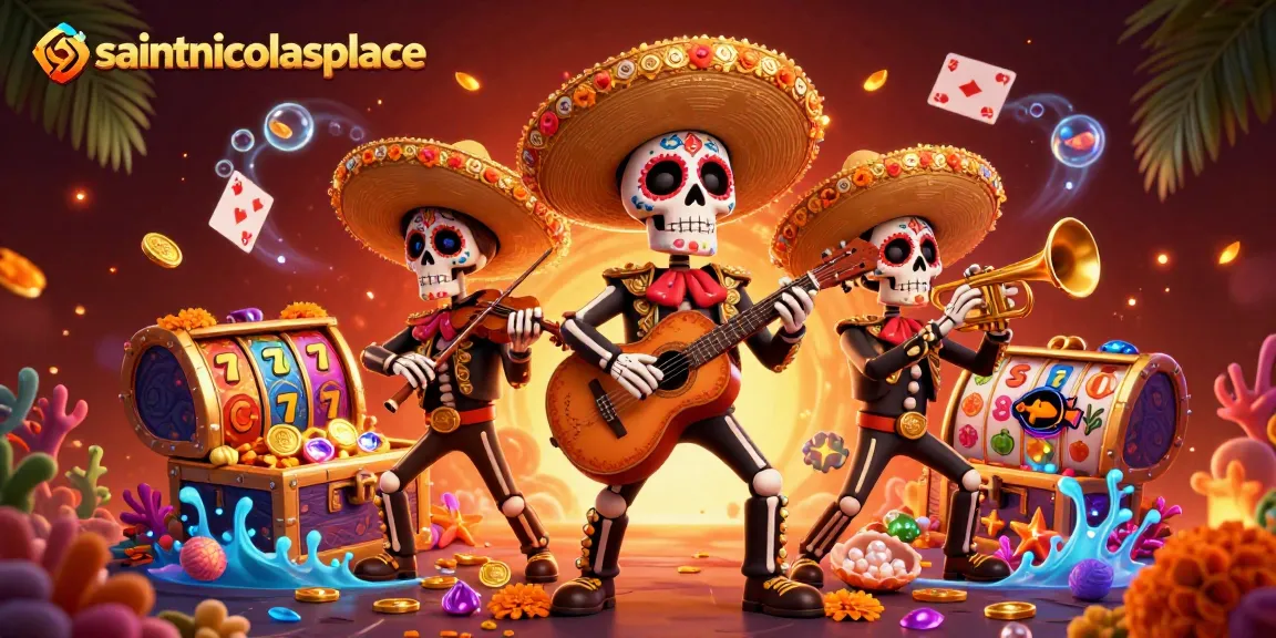 Play exciting games at saintnicolasplace with vibrant slots, treasure, and a dynamic mariachi band.