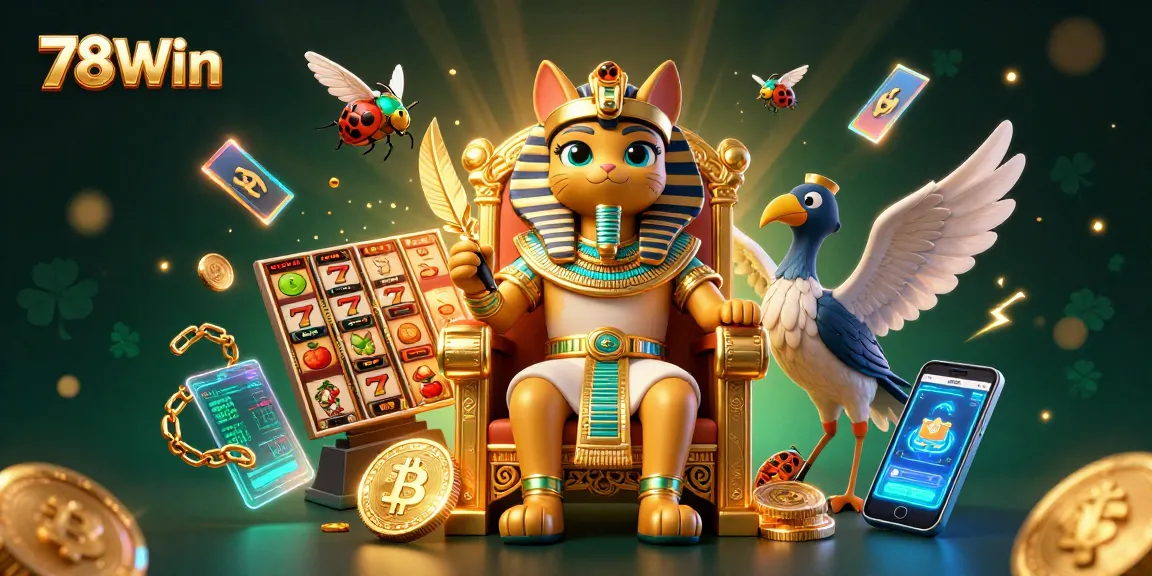 Join the excitement at 78Win with vibrant slot reels and a lavish gaming scene.
