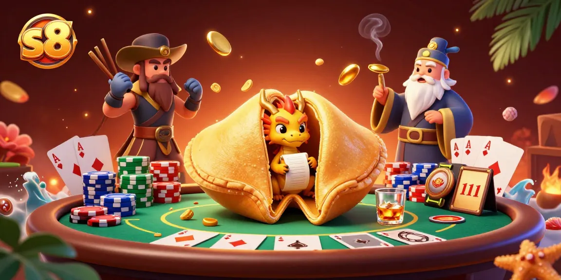 Experience thrilling wins at s8 with this vibrant illustration of fortune and poker action!