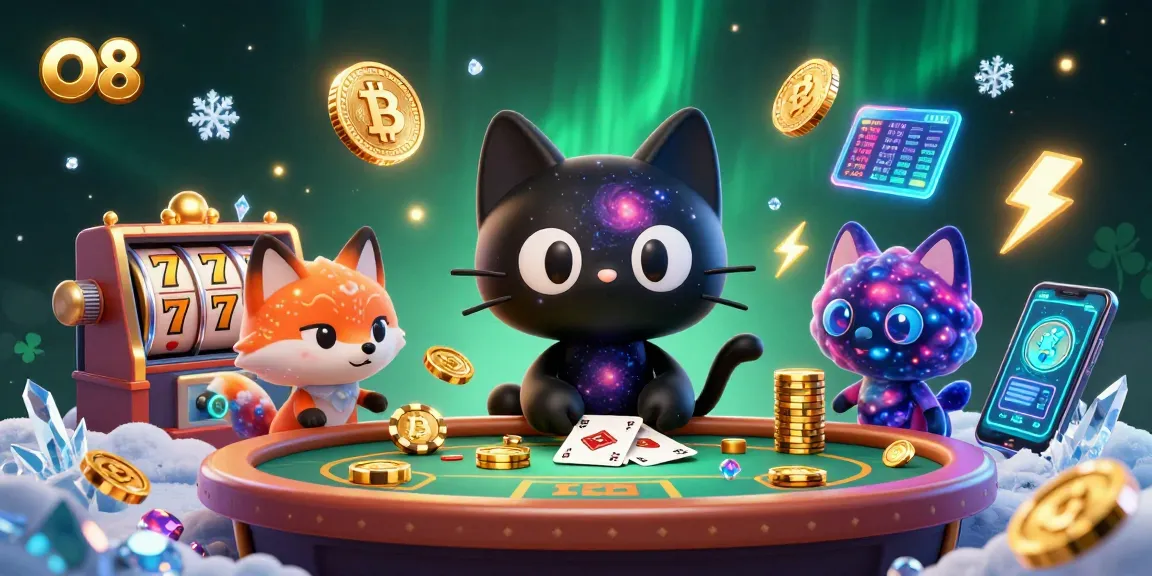 Experience the excitement at O8 with vibrant cosmic characters and interactive casino elements.