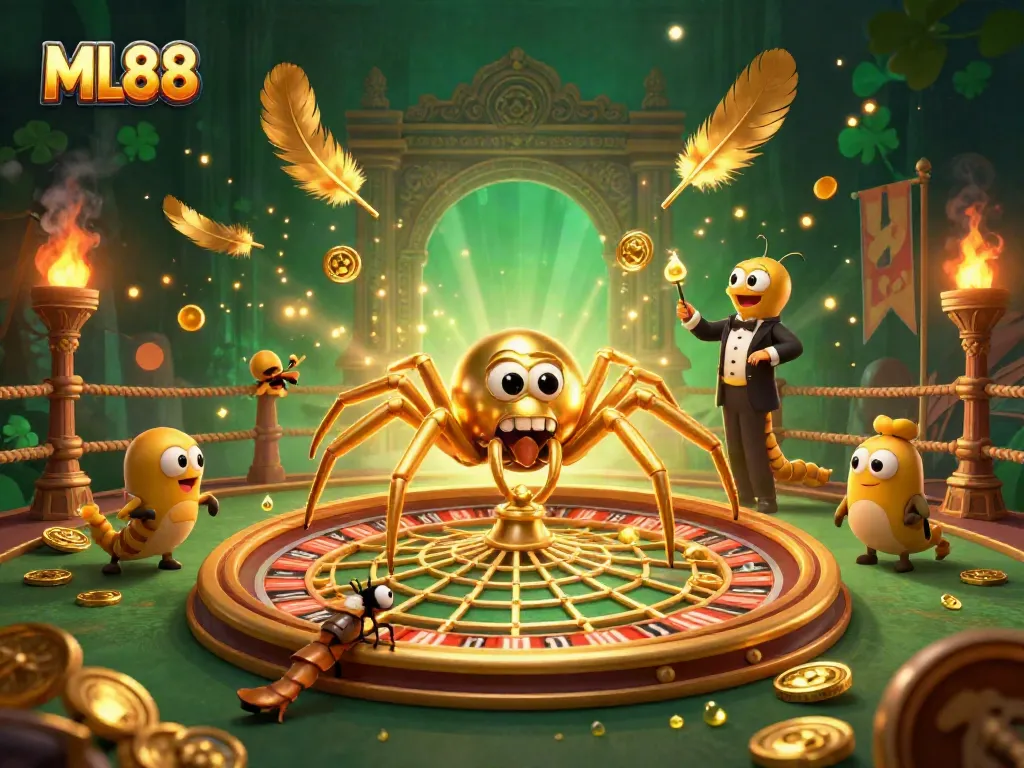 Experience ML88's exciting world with a golden spider roulette game and spider croupier.