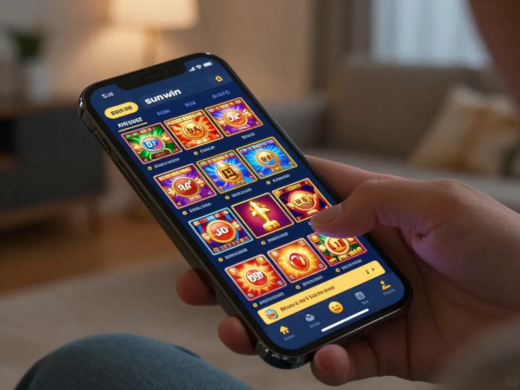 Experience thrilling gameplay with sunwin’s engaging online casino app on a smartphone.
