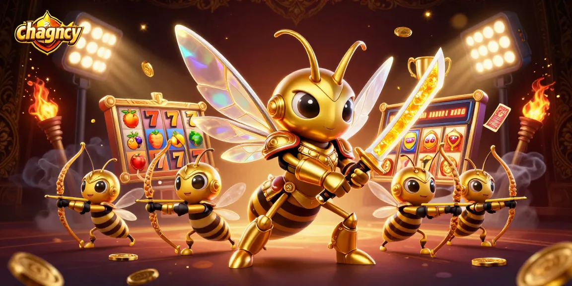 Engage with chagency's dynamic slot gaming scene featuring a golden hornet in samurai armor.