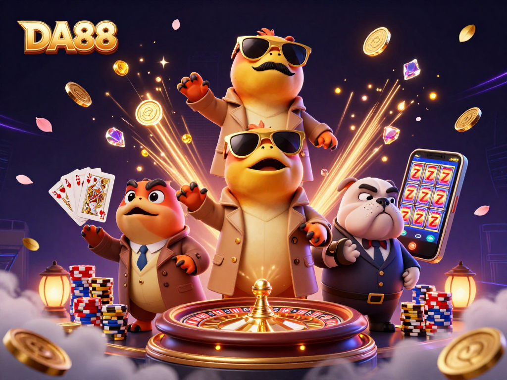 Experience the exciting DA88 casino vibe with raptors in a trench coat at the VIP lounge.