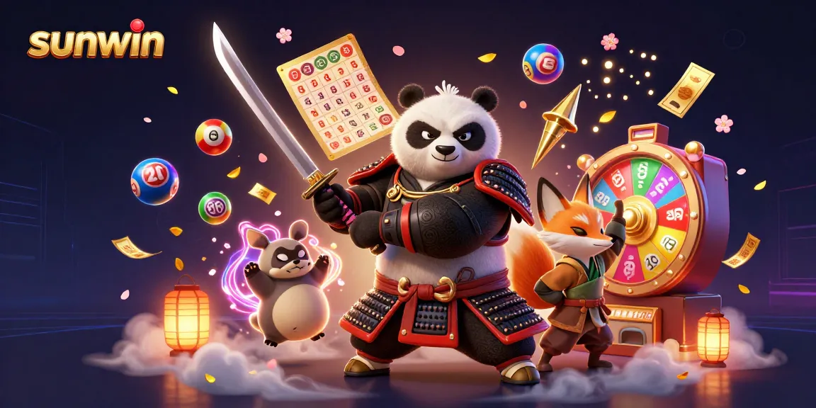 Engage with sunwin's dynamic casino scene featuring a samurai panda, ninja fox, and magical tanuki.