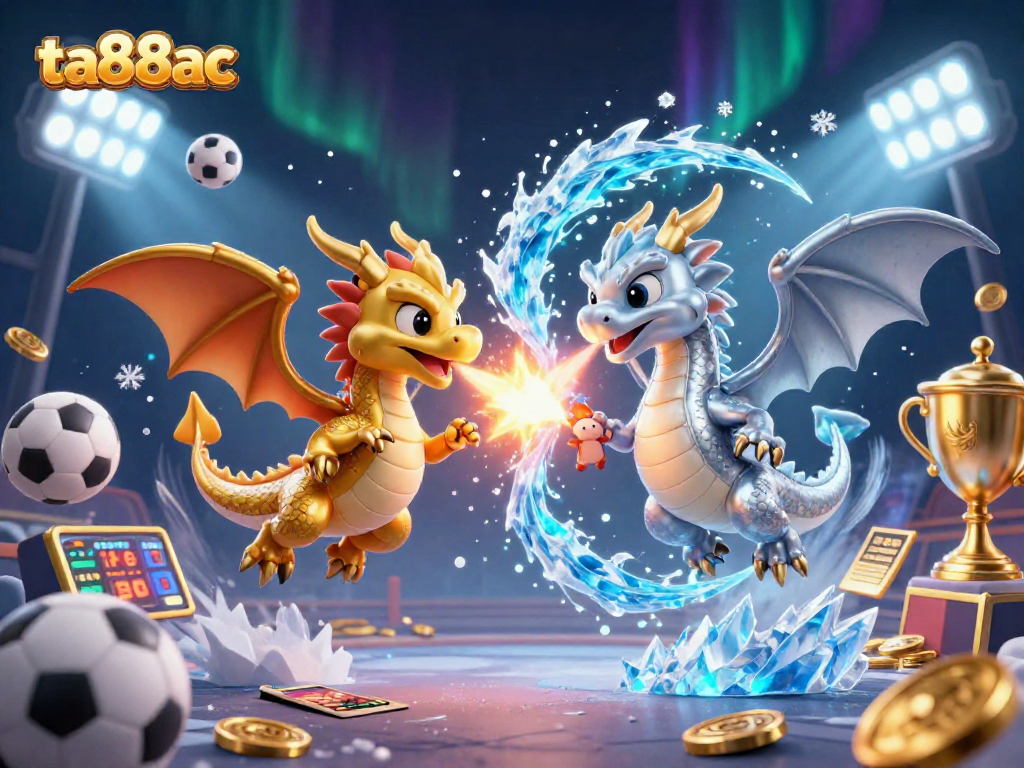 Experience the thrill at ta88ac with dynamic dragons and lively sports elements in an engaging casino scene.