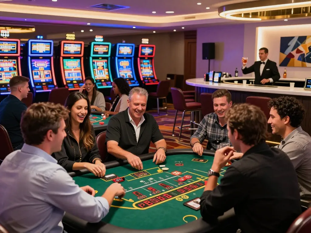 Exciting casino 33win scene showing players enjoying games and vibrant atmosphere.