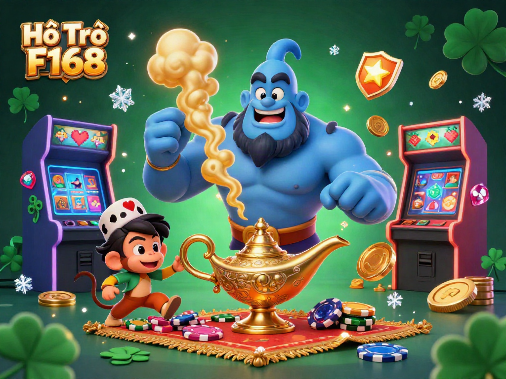 Engage with Hổ Trợ F168's thrilling casino adventure featuring colorful characters and vibrant gaming elements.