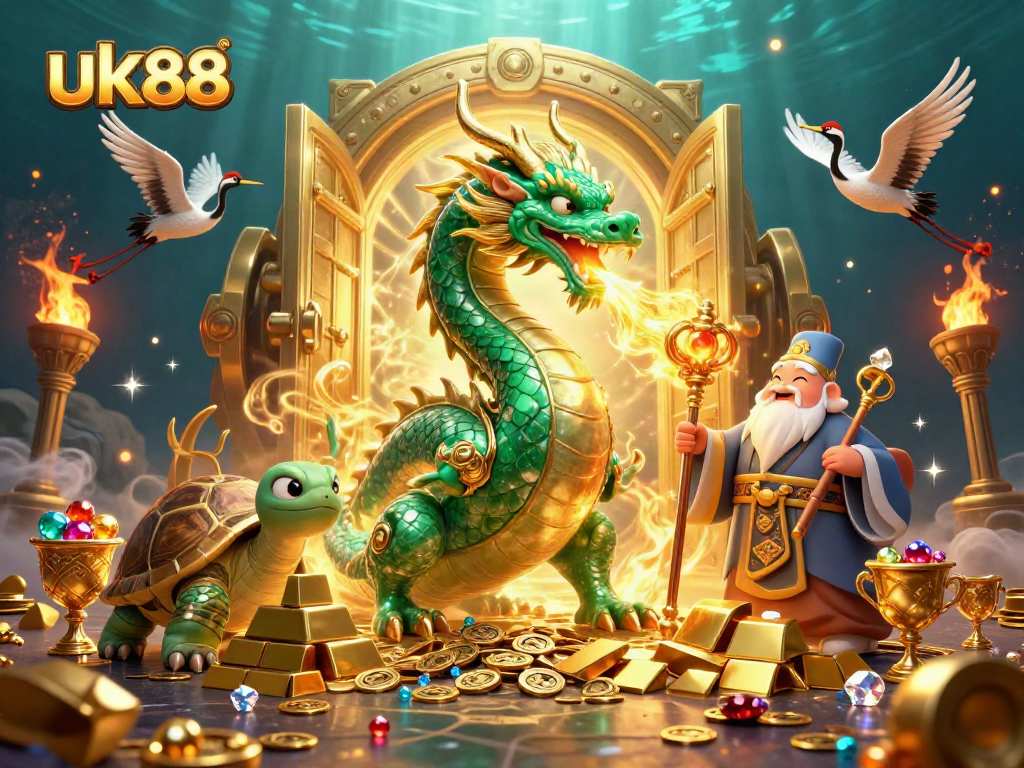 Join the action at uk88 while celebrating riches with a jade dragon and lucky cranes!