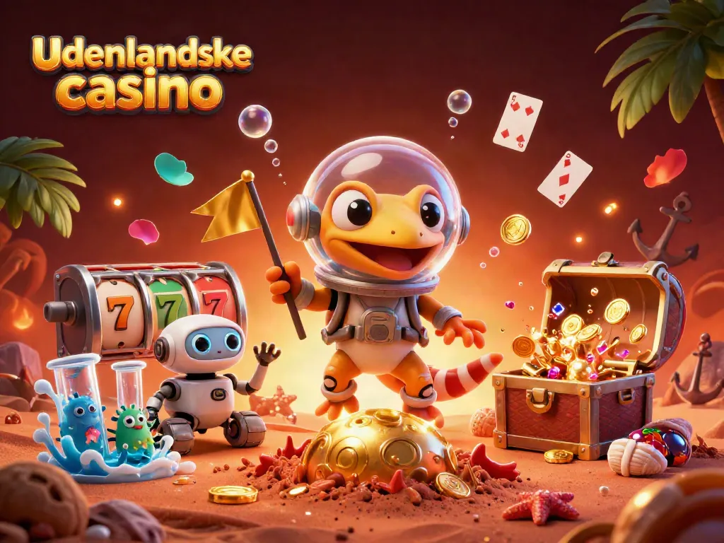 Experience thrills with udenlandske casino in a vibrant 3D Martian scene showcasing golden opportunities and excitement.