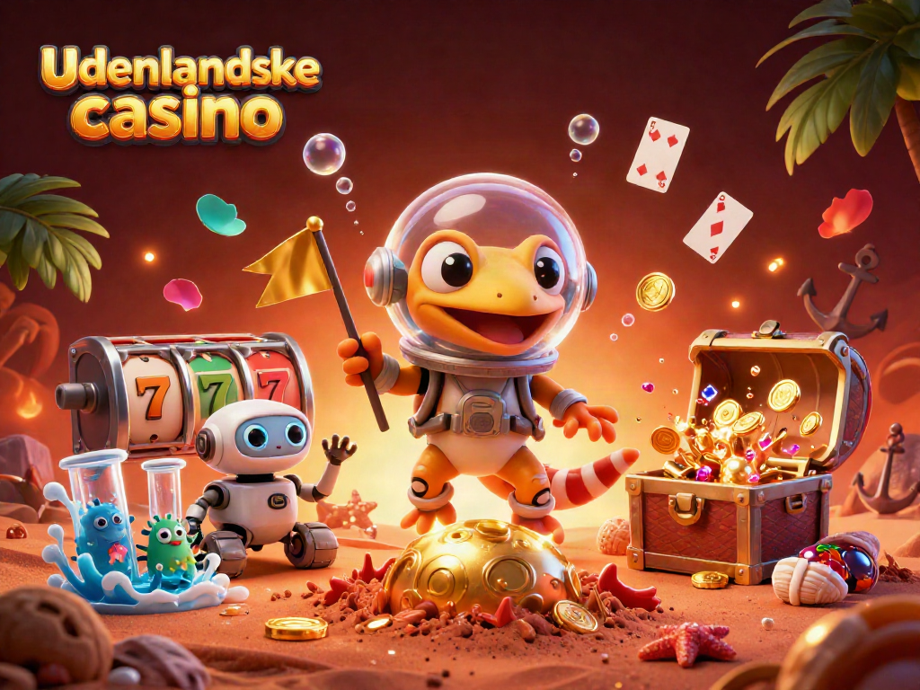 Experience thrills with udenlandske casino in a vibrant 3D Martian scene showcasing golden opportunities and excitement.