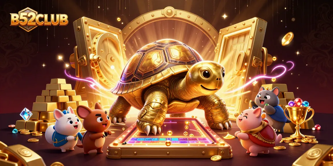 B52CLUB showcases an exciting gaming experience with golden elements and vibrant characters.