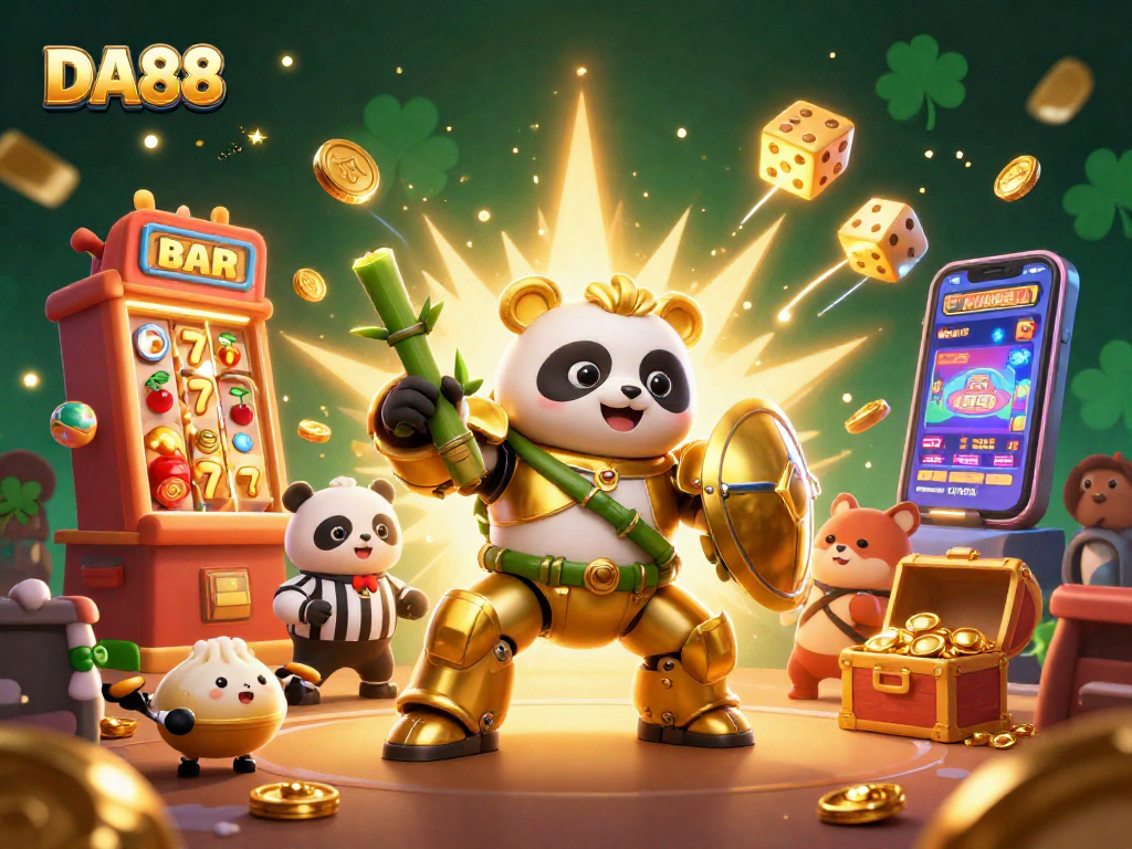 Join DA88 for a thrilling jackpot experience with golden panda and dynamic casino elements!