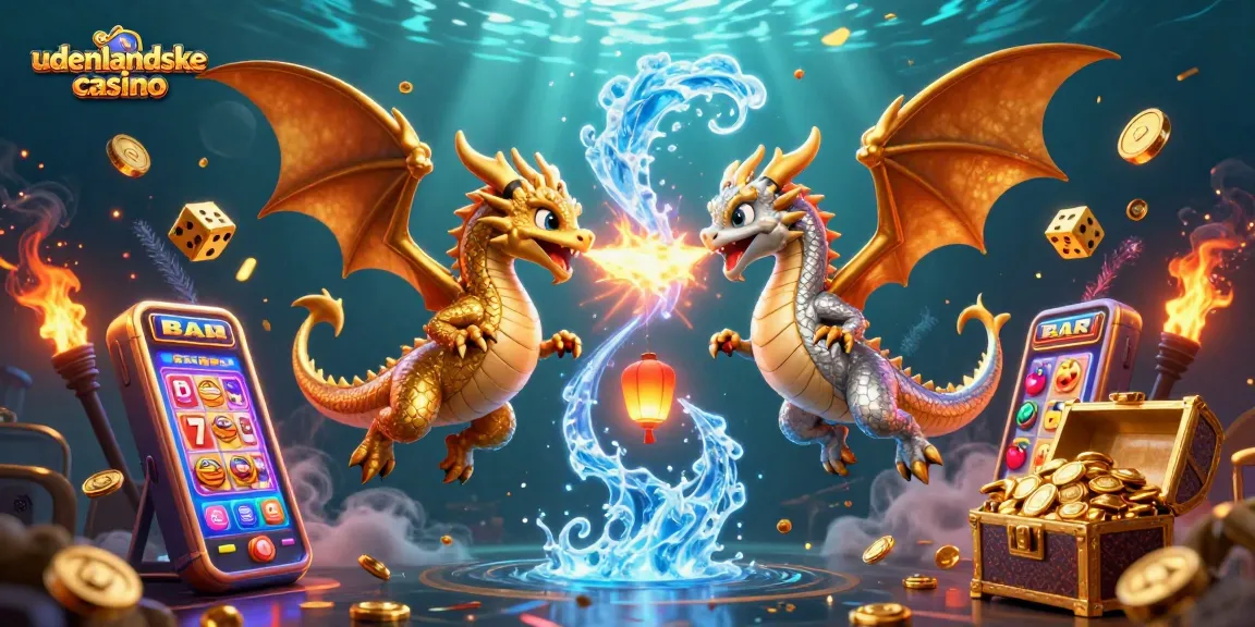 Engage in thrilling gaming experiences with udenlandske casino in a vibrant 3D dragon-themed illustration.