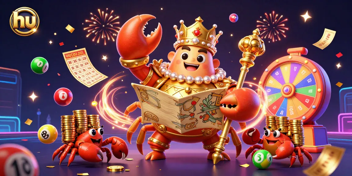 Win big with hu in this vibrant, action-packed 3D casino scene featuring a golden crab emperor!