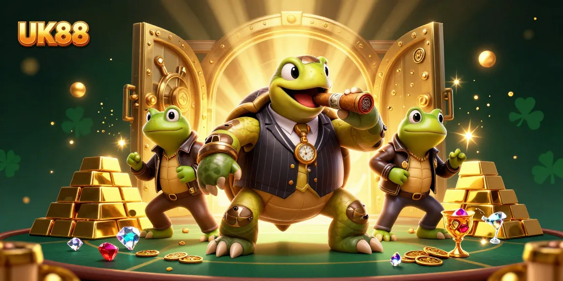 Win big at UK88 with a vibrant 3D casino scene featuring luck and treasure.