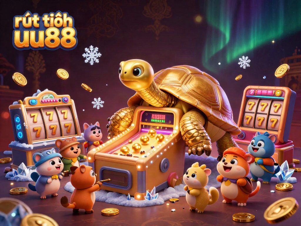 Experience exciting rút tiền uu88 action with a lively pinball tortoise scene in a vibrant casino atmosphere.