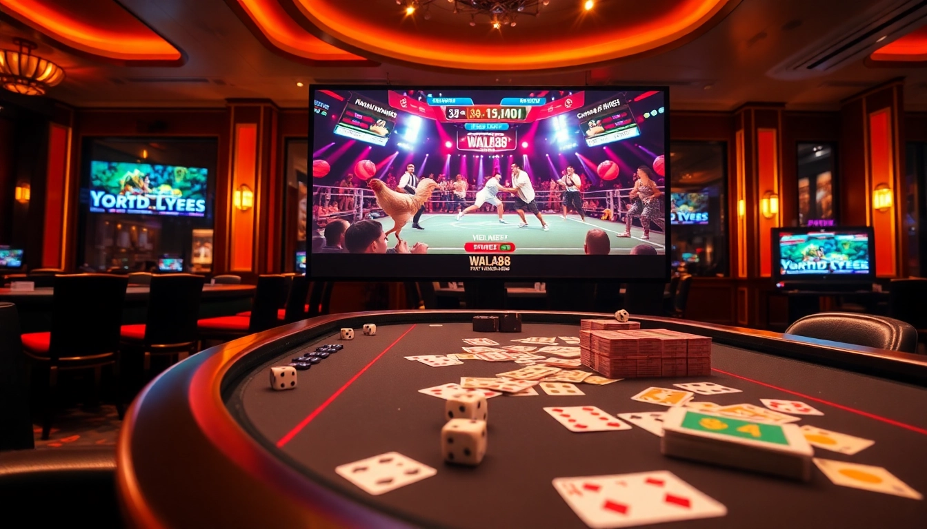 Engage in đá gà trực tiếp wala88 with vibrant betting visuals and a luxurious casino atmosphere.