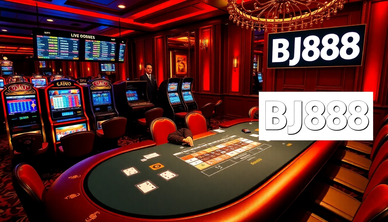 Players enjoying a live casino experience at BJ88 with exciting blackjack and vibrant gaming elements.