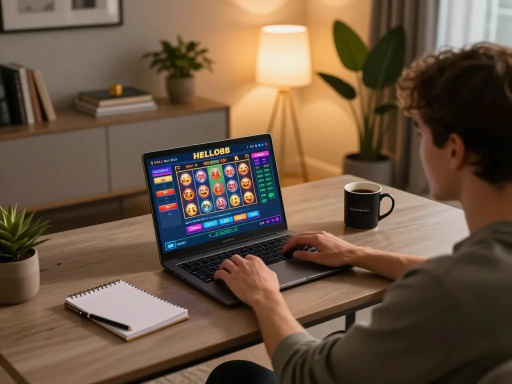 Engaging online gambling experience at HELLO88 showing a player immersed in gameplay