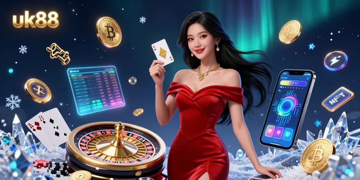 Experience the excitement of uk88 casino with exclusive golden cards and vibrant digital elements.