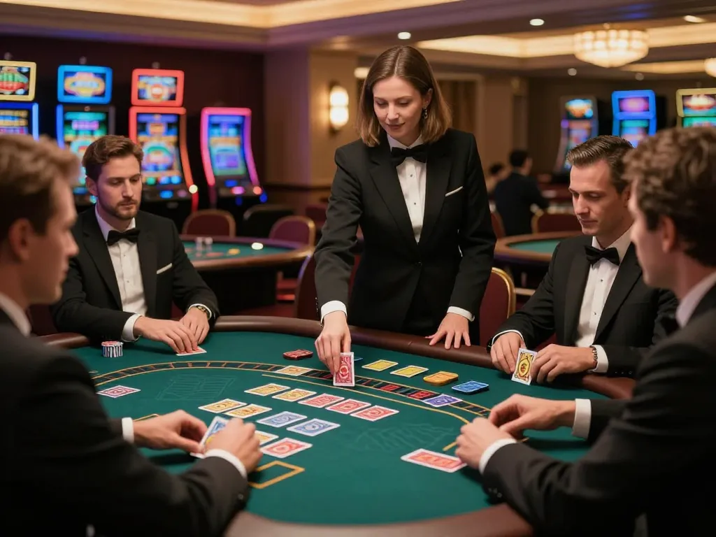 Players engaging with debet strategies at a sophisticated blackjack table.