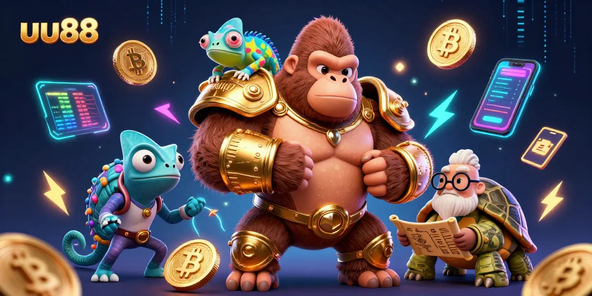 Experience thrilling gaming at uu88 featuring a powerful gorilla king and dynamic cryptocurrency elements.