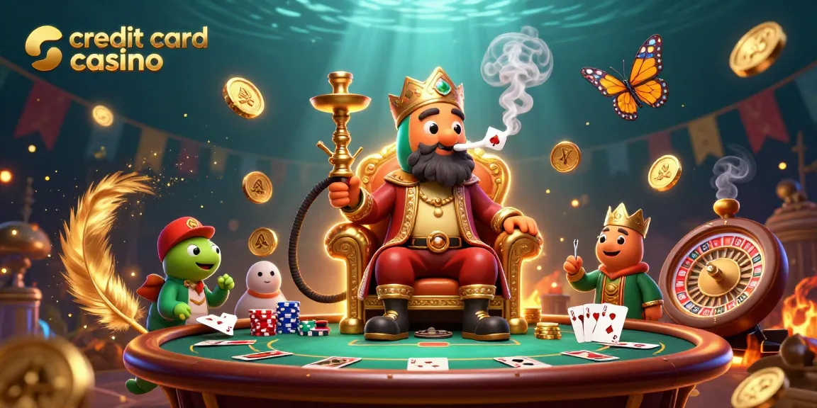 Experience the thrilling atmosphere of a vibrant credit card casino with poker and roulette elements.