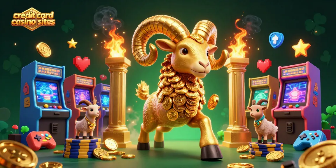 Observe the vibrant scene of credit card casino sites where a golden ram charges through gaming elements.
