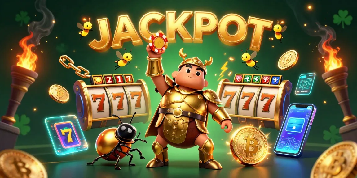 Experience exhilarating wins with SUNWIN as vibrant fireflies spell JACKPOT in a dynamic casino scene.