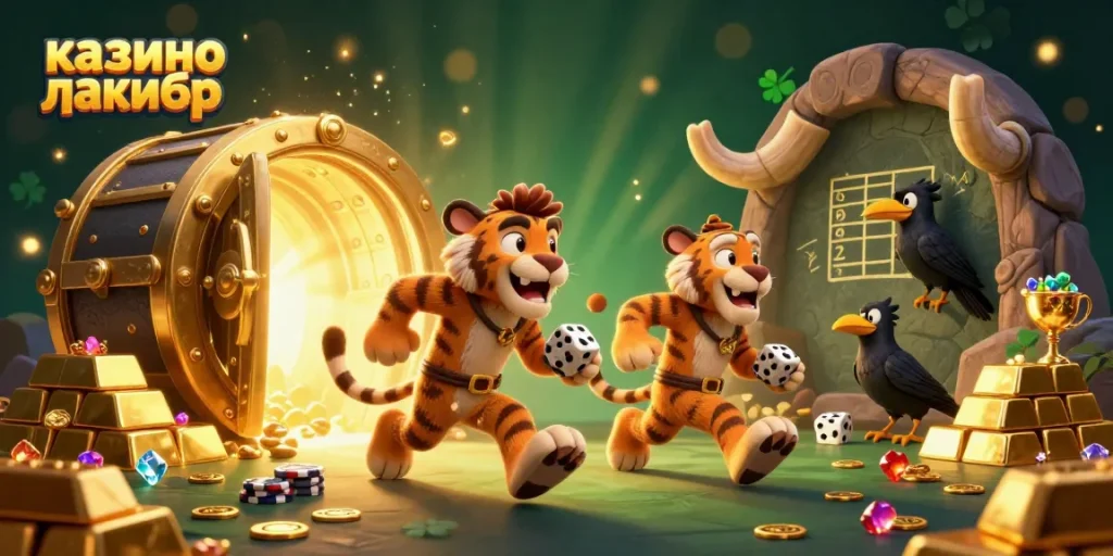 Experience thrilling moments at казино лакибир with vibrant characters and lavish casino elements illuminating the scene.